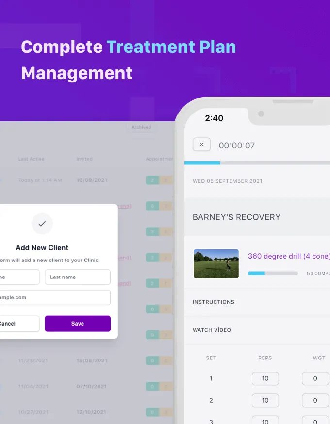 Mockup showing our care plan software for healthcare clinics